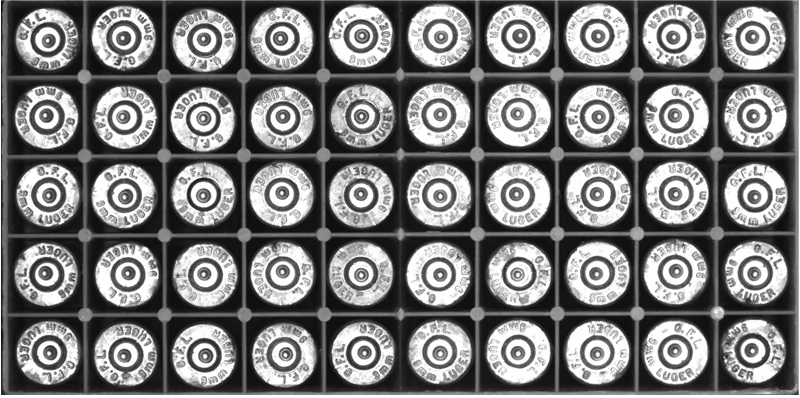 Trays of ammunition must be inspected and cataloged before distribution to officers. Via optical character recognition (OCR), machine vision ensures that the task is performed accurately and efficiently