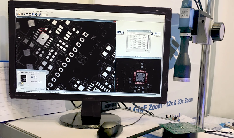 IC iVision display featuring the DMK 33GP1300 GigE camera, Hi Keen's telecentric lens and software by MiM Tech.