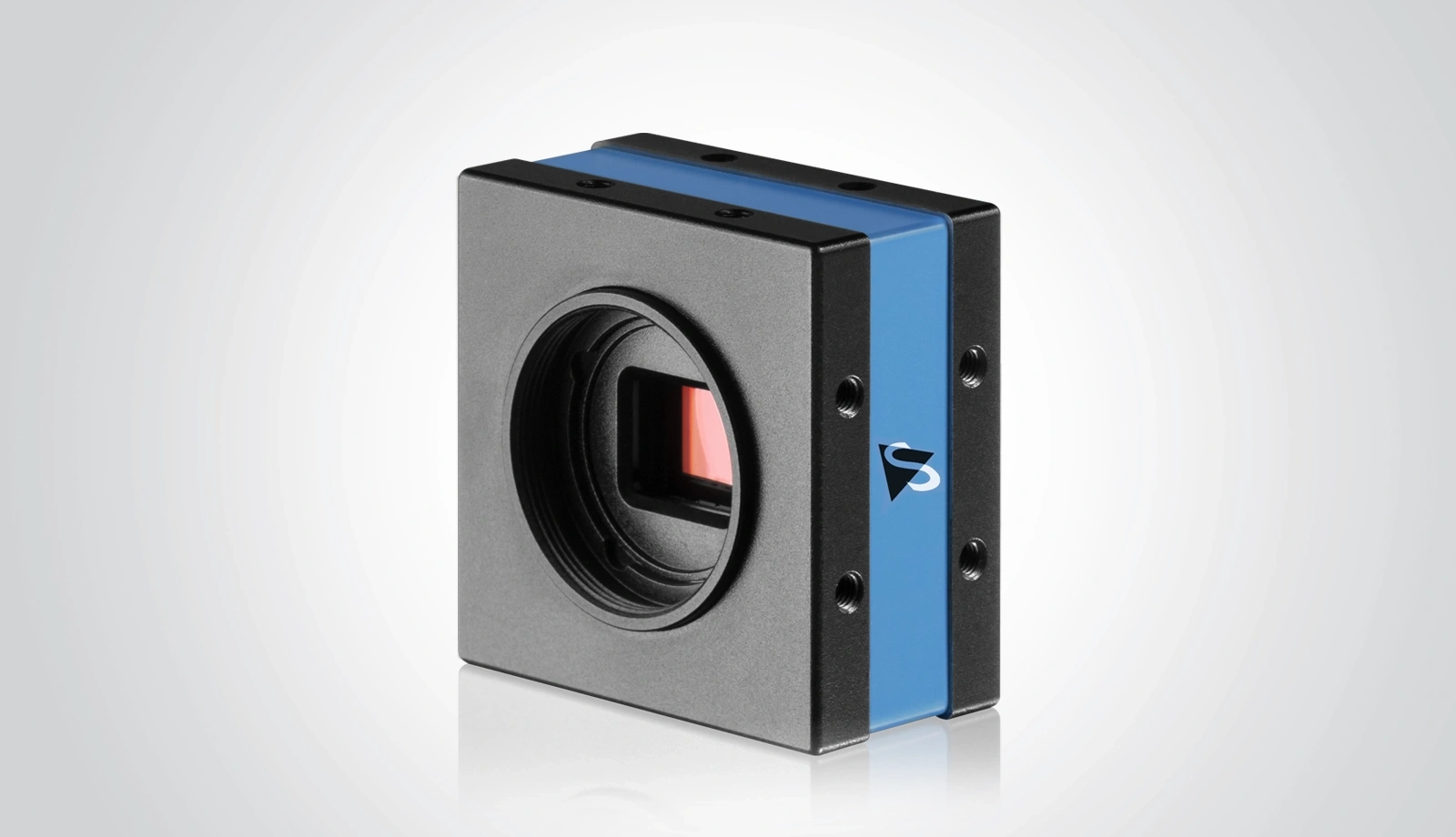 37 Series color camera: Visible red reflection of the IR cut filter mounted in front of the sensor window of a housed color camera.