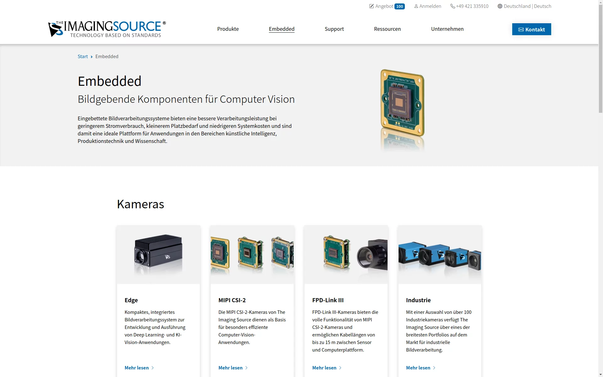 Embedded Vision - imaging components for computer vision