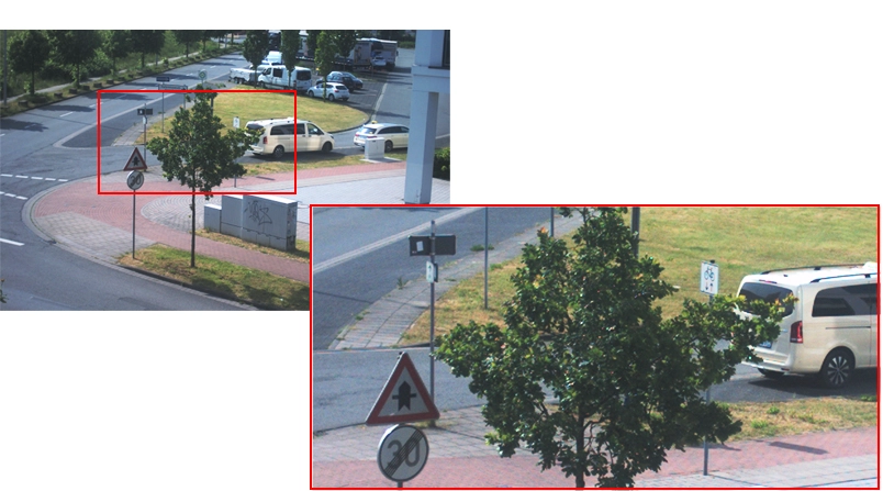 感兴趣区域 （ROI）：示例照片已调整大小（1920x1080 至 640x400）。自动白平衡。 颜色增强“开”。Gamma设置 0.61。